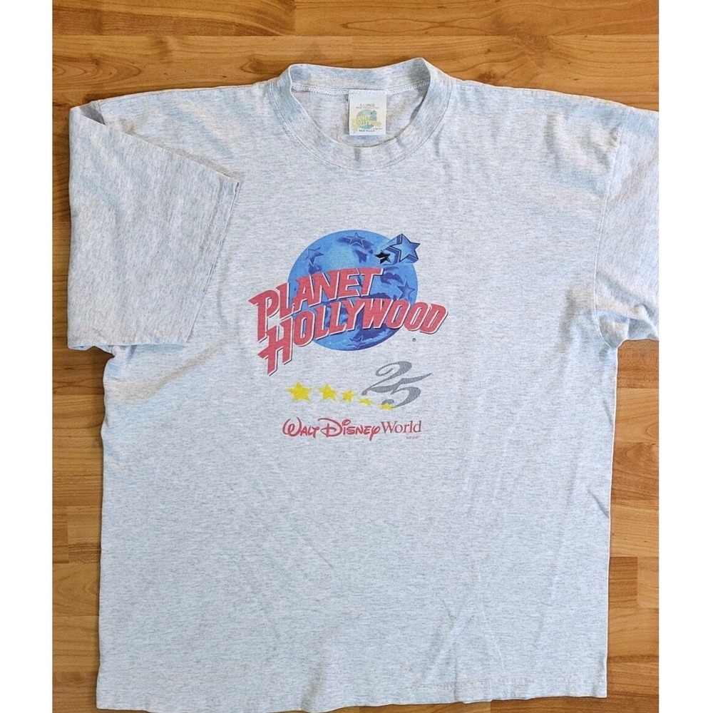 Vintage Planet Hollywood Walt Disney World Graphic 1991 Gray XL Extra Large tee
